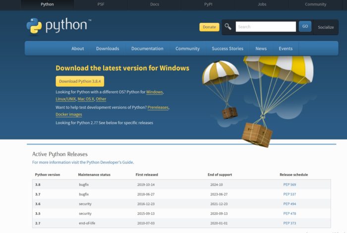 Раздел загрузок официального сайта Python.org